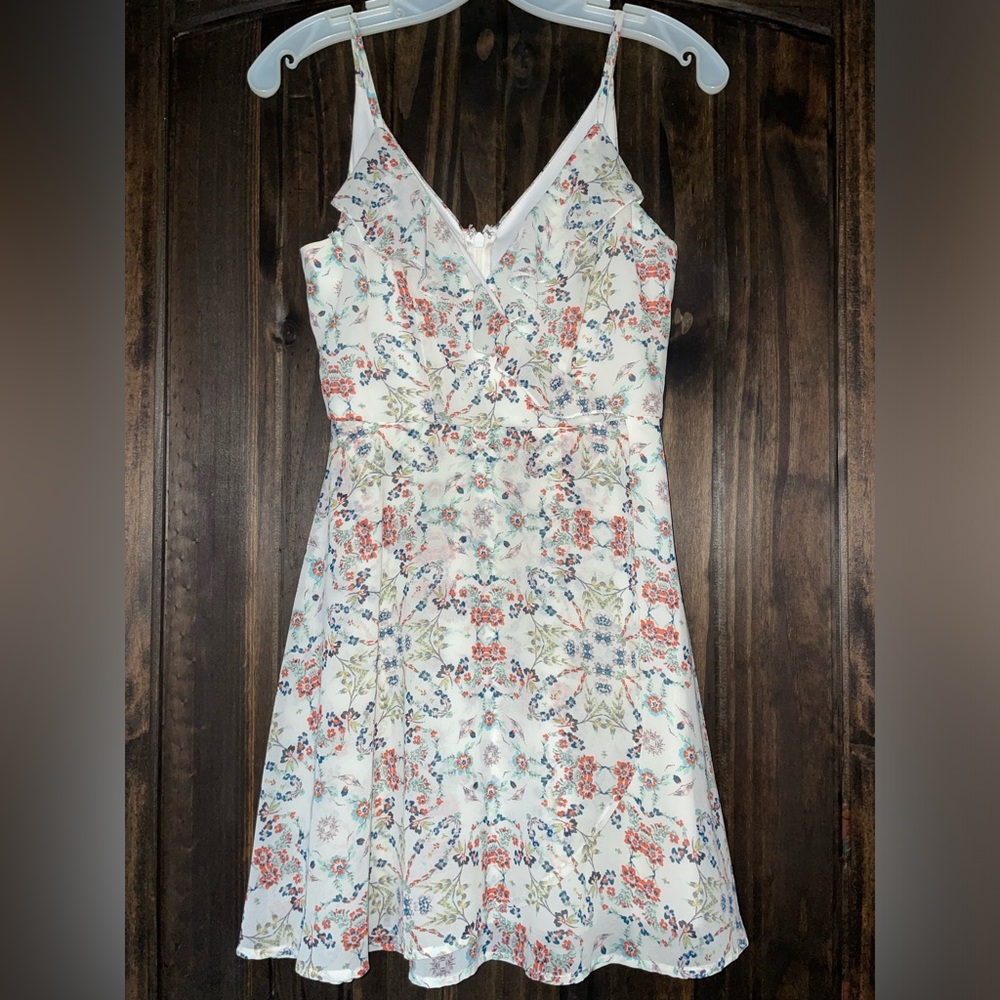 Windsor cream, floral, ruffle sun dress, Size XS